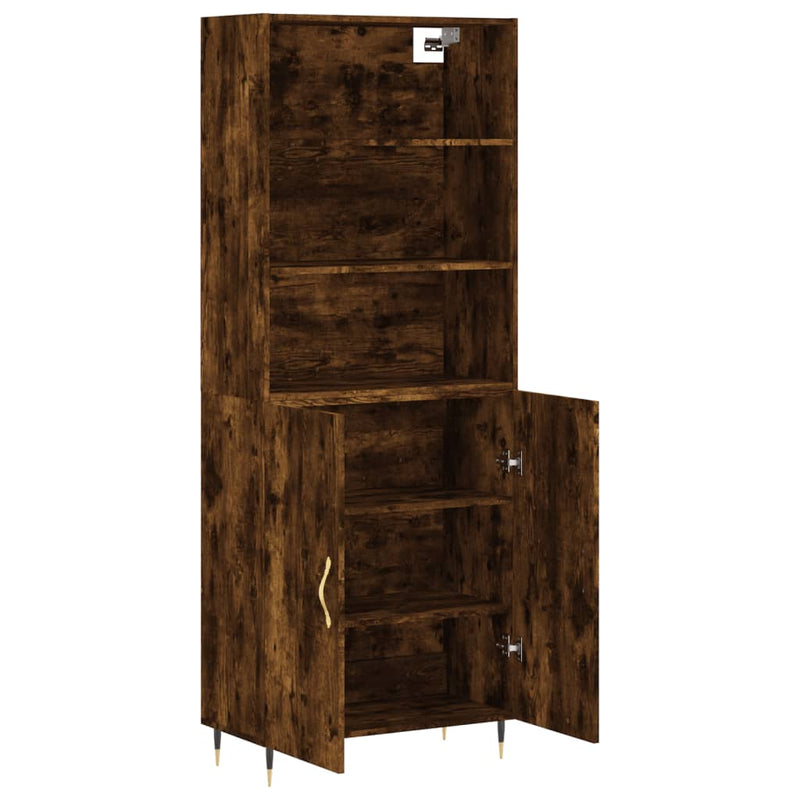 Highboard røkt eik 69,5x34x180 cm konstruert tre