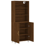 Highboard brun eik 69,5x34x180 cm konstruert tre