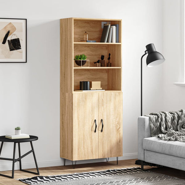 Highboard sonoma eik 69,5x34x180 cm konstruert tre