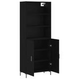 Highboard svart 69,5x34x180 cm konstruert tre