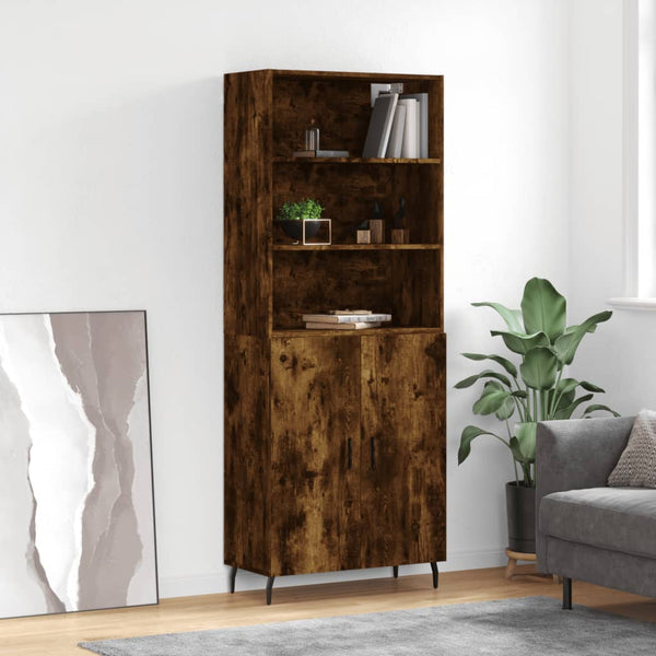 Highboard røkt eik 69,5x34x180 cm konstruert tre