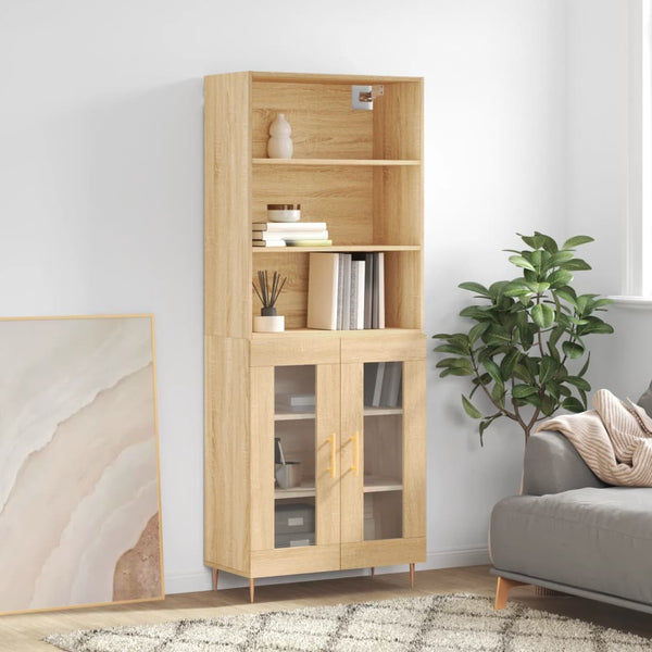 Highboard sonoma eik 69,5x34x180 cm konstruert tre