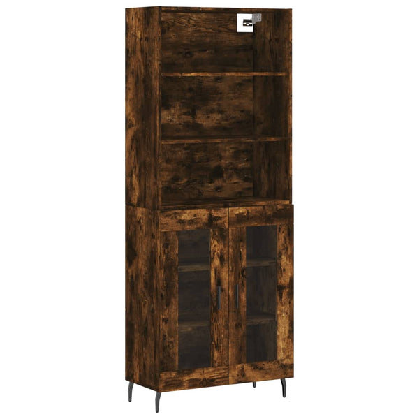 Highboard røkt eik 69,5x34x180 cm konstruert tre