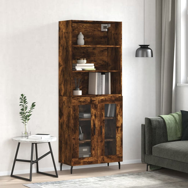 Highboard røkt eik 69,5x34x180 cm konstruert tre