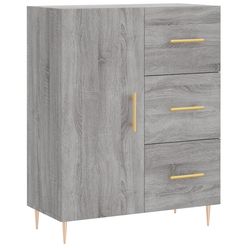 Highboard grå sonoma 69,5x34x180 cm konstruert tre