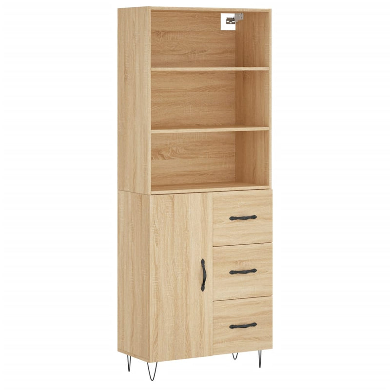 Highboard sonoma eik 69,5x34x180 cm konstruert tre