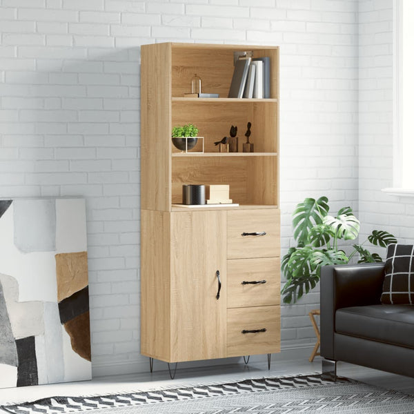 Highboard sonoma eik 69,5x34x180 cm konstruert tre