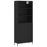 Highboard svart 69,5x34x180 cm konstruert tre