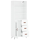 Highboard hvit 69,5x34x180 cm konstruert tre