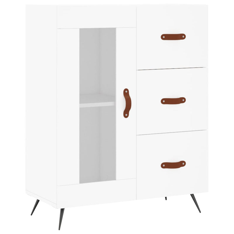 Highboard hvit 69,5x34x180 cm konstruert tre