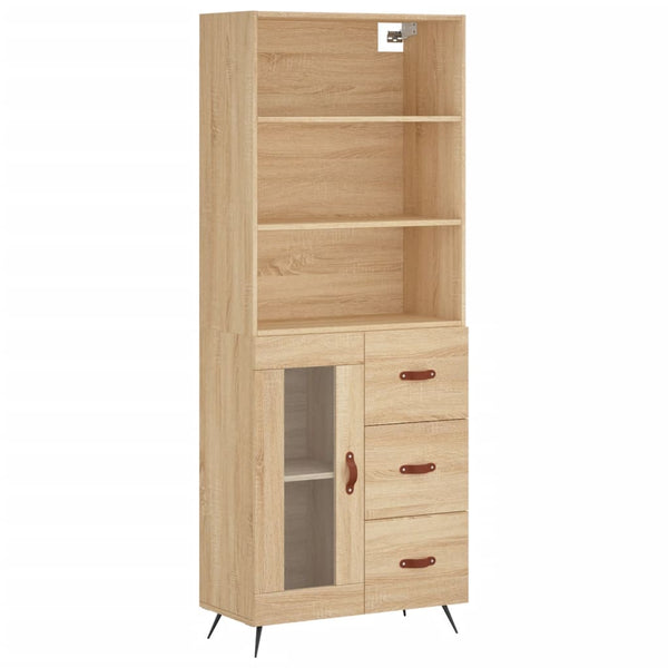 Highboard sonoma eik 69,5x34x180 cm konstruert tre