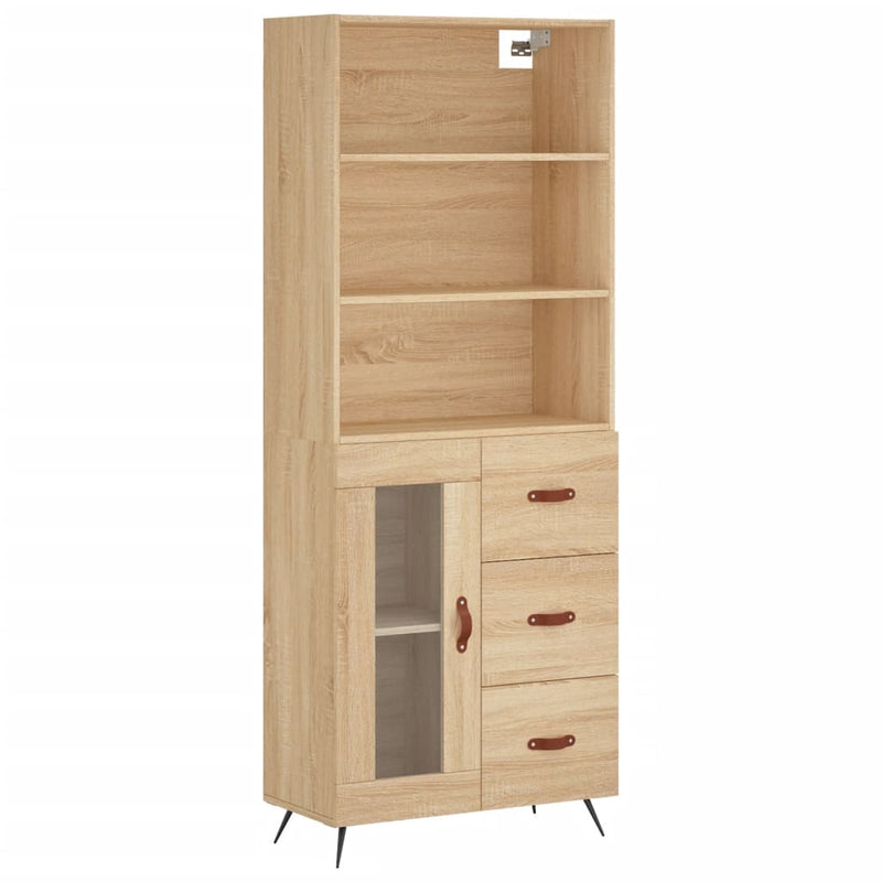 Highboard sonoma eik 69,5x34x180 cm konstruert tre