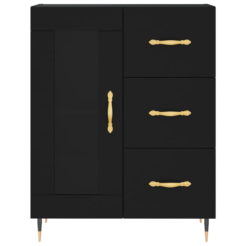 Highboard svart 69,5x34x180 cm konstruert tre