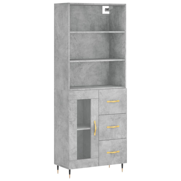 Highboard betong grå 69,5x34x180 cm konstruert tre