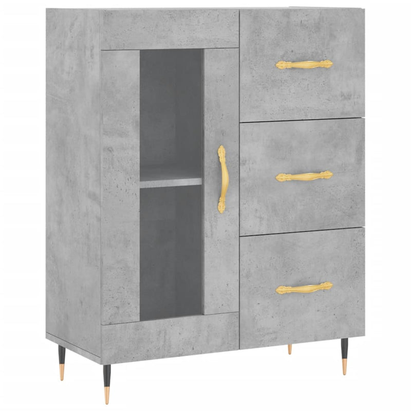 Highboard betong grå 69,5x34x180 cm konstruert tre