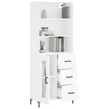 Highboard hvit 69,5x34x180 cm konstruert tre