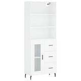 Highboard hvit 69,5x34x180 cm konstruert tre