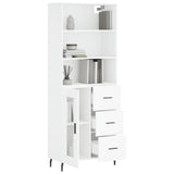 Highboard hvit 69,5x34x180 cm konstruert tre