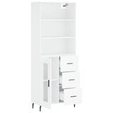 Highboard hvit 69,5x34x180 cm konstruert tre