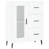 Highboard hvit 69,5x34x180 cm konstruert tre