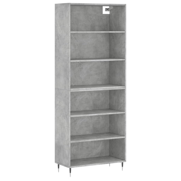 Highboard betonggrå 69,5x32,5x180 cm konstruert tre