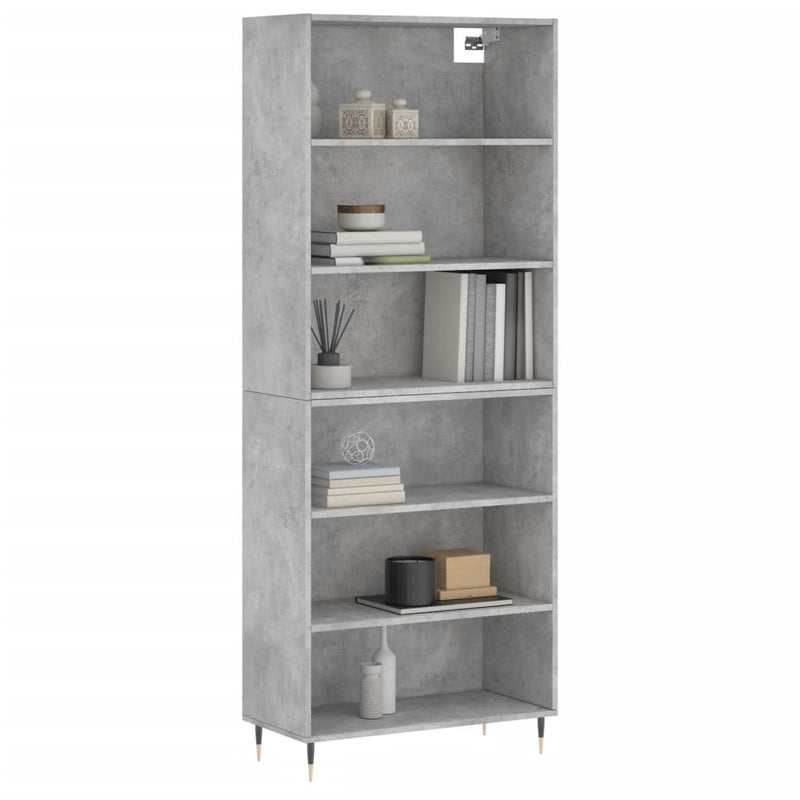 Highboard betonggrå 69,5x32,5x180 cm konstruert tre