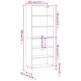 Highboard betonggrå 69,5x32,5x180 cm konstruert tre