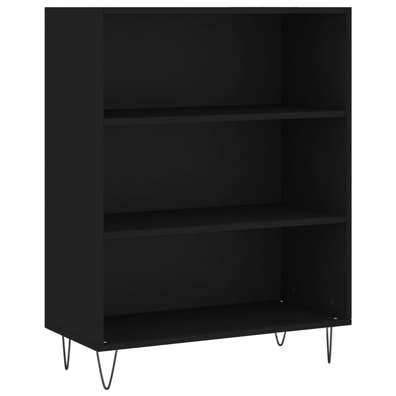 Highboard svart 69,5x32,5x180 cm konstruert tre