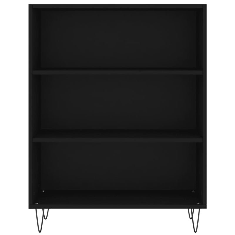 Highboard svart 69,5x32,5x180 cm konstruert tre