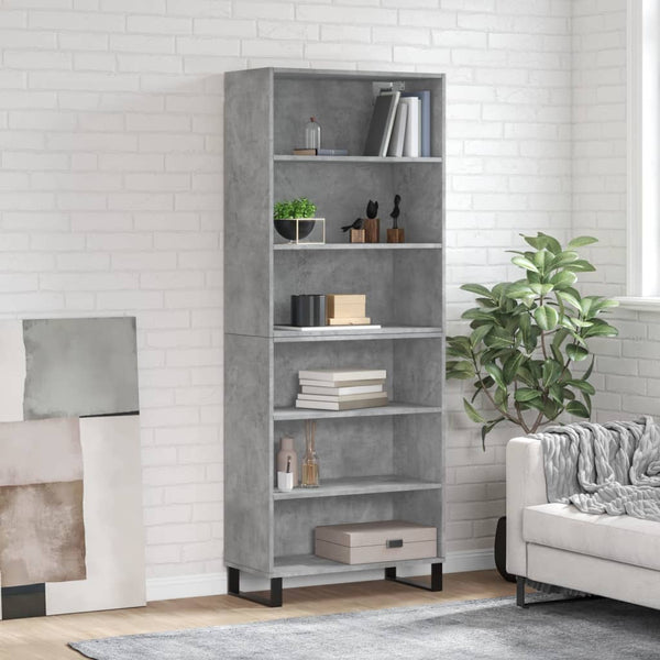 Highboard betonggrå 69,5x32,5x180 cm konstruert tre