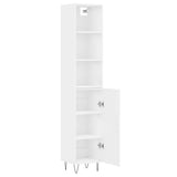 Highboard hvit 34,5x34x180 cm konstruert tre