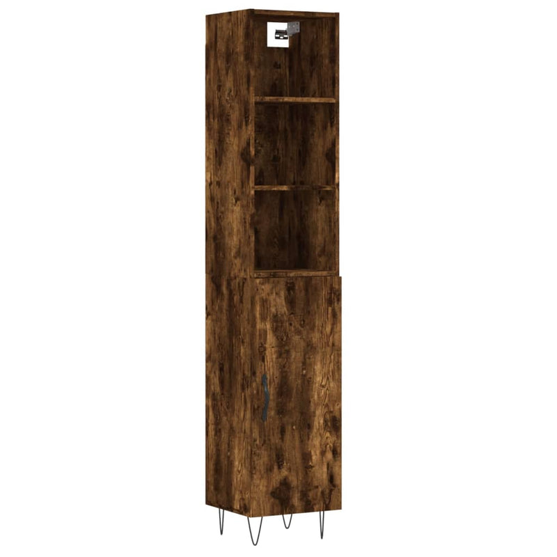 Highboard røkt eik 34,5x34x180 cm konstruert tre