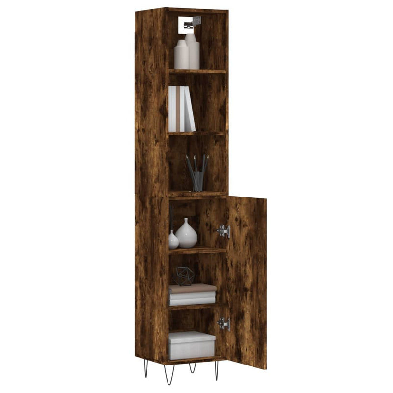 Highboard røkt eik 34,5x34x180 cm konstruert tre