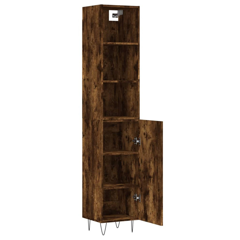 Highboard røkt eik 34,5x34x180 cm konstruert tre