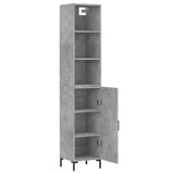 Highboard betonggrå 34,5x34x180 cm konstruert tre