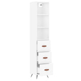 Highboard hvit 34,5x34x180 cm konstruert tre