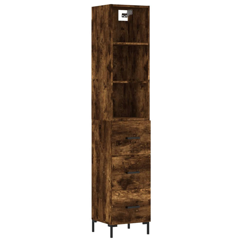 Highboard røkt eik 34,5x34x180 cm konstruert tre