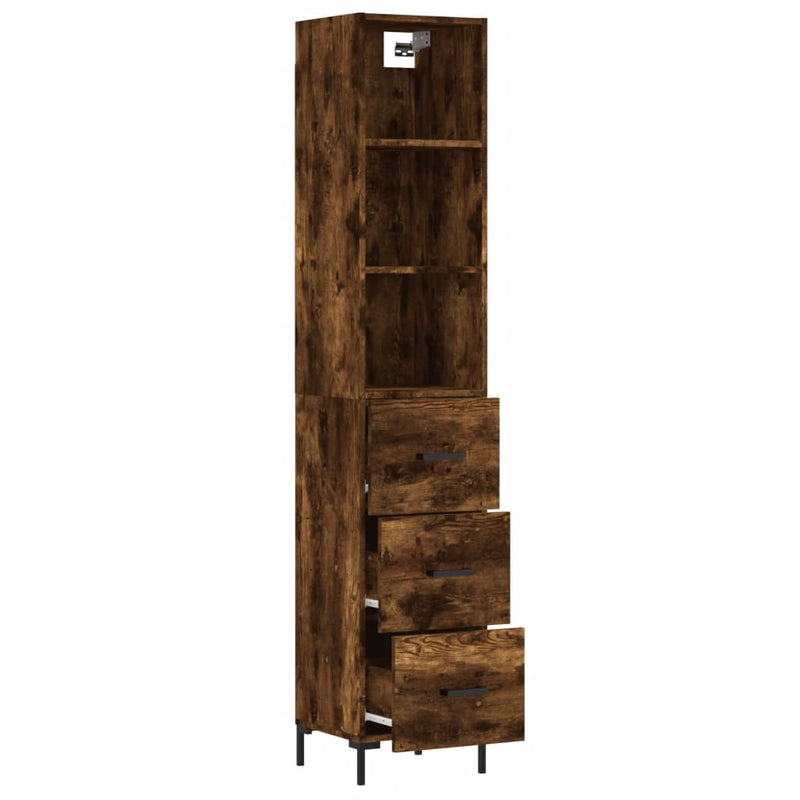 Highboard røkt eik 34,5x34x180 cm konstruert tre