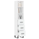 Highboard hvit 34,5x34x180 cm konstruert tre