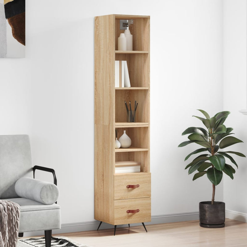 Highboard sonoma eik 34,5x34x180 cm konstruert tre