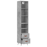 Highboard betonggrå 34,5x34x180 cm konstruert tre