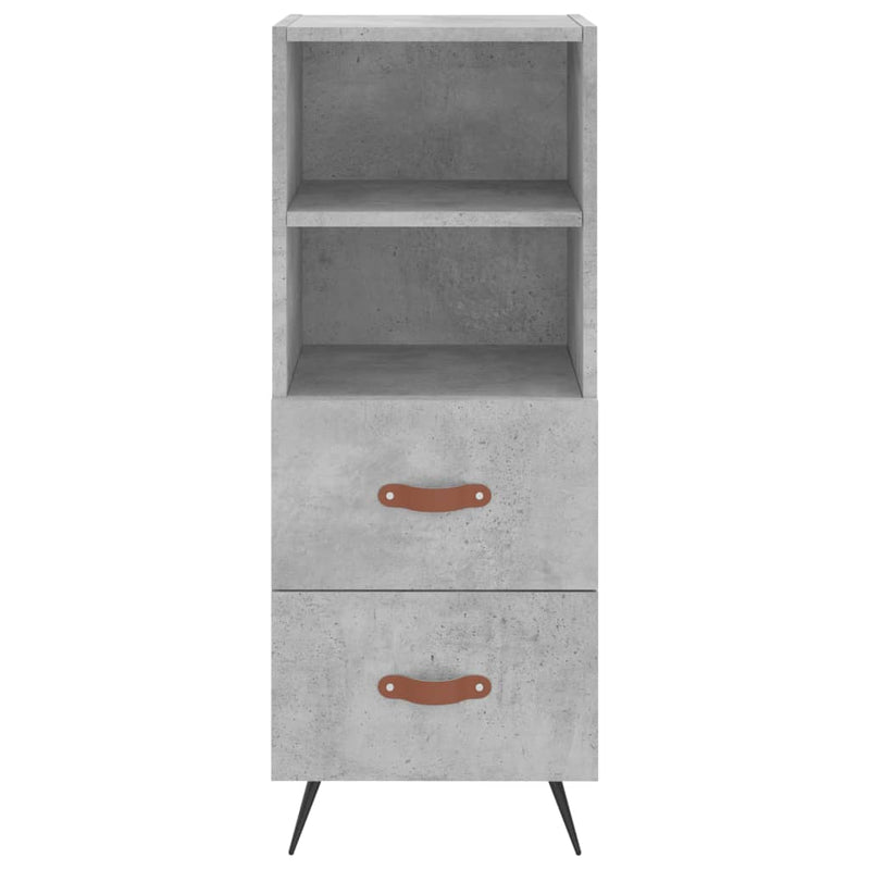 Highboard betonggrå 34,5x34x180 cm konstruert tre