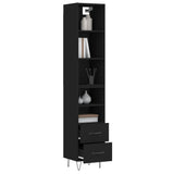 Highboard svart 34,5x34x180 cm konstruert tre