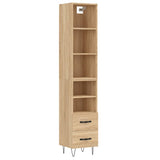 Highboard sonoma eik 34,5x34x180 cm konstruert tre