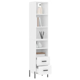 Highboard hvit 34,5x34x180 cm konstruert tre