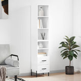 Highboard hvit 34,5x34x180 cm konstruert tre