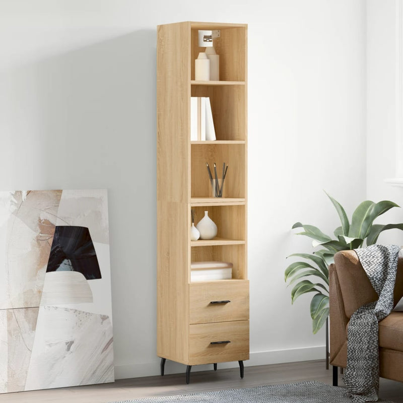 Highboard sonoma eik 34,5x34x180 cm konstruert tre