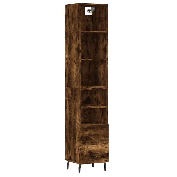 Highboard røkt eik 34,5x34x180 cm konstruert tre