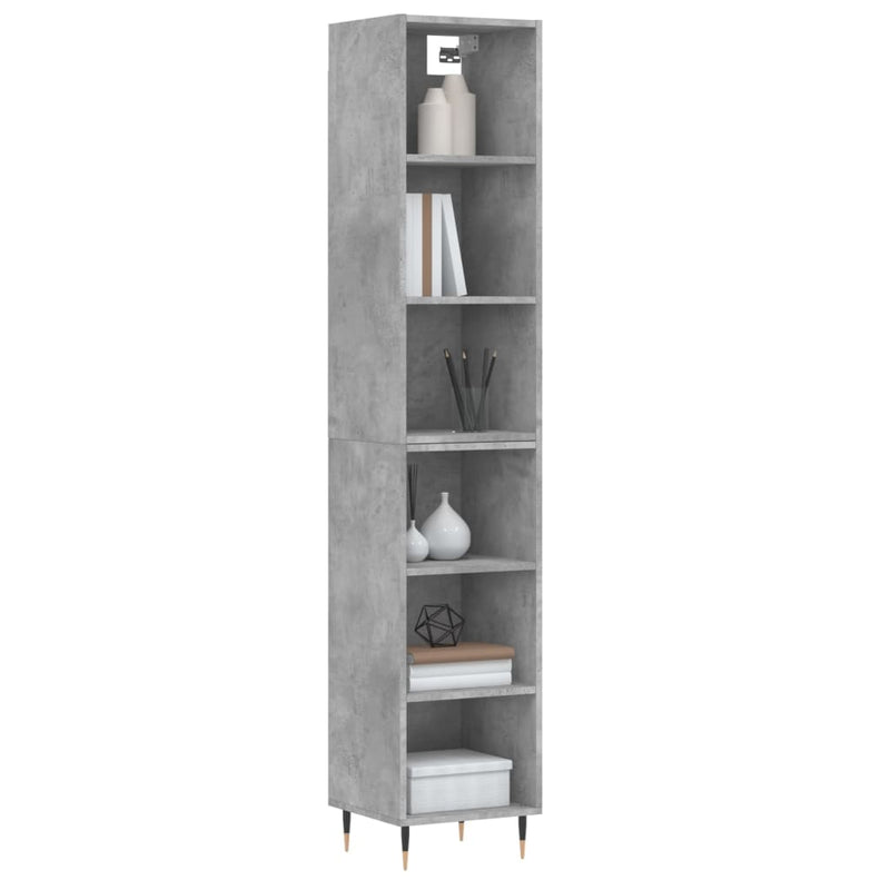 Highboard betonggrå 34,5x32,5x180 cm konstruert tre