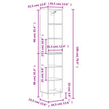 Highboard betonggrå 34,5x32,5x180 cm konstruert tre